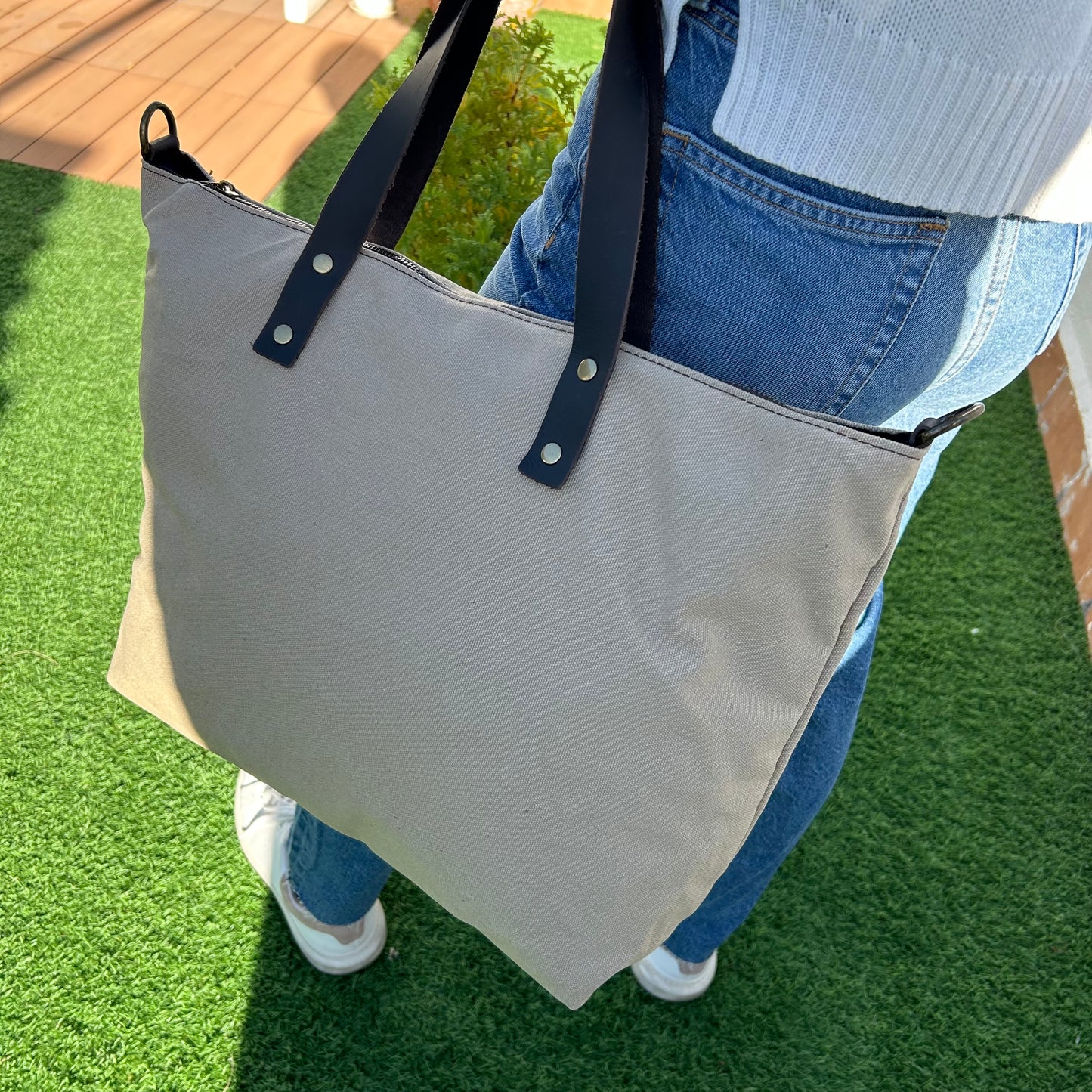 Bolso shopping de loneta crema personalizado