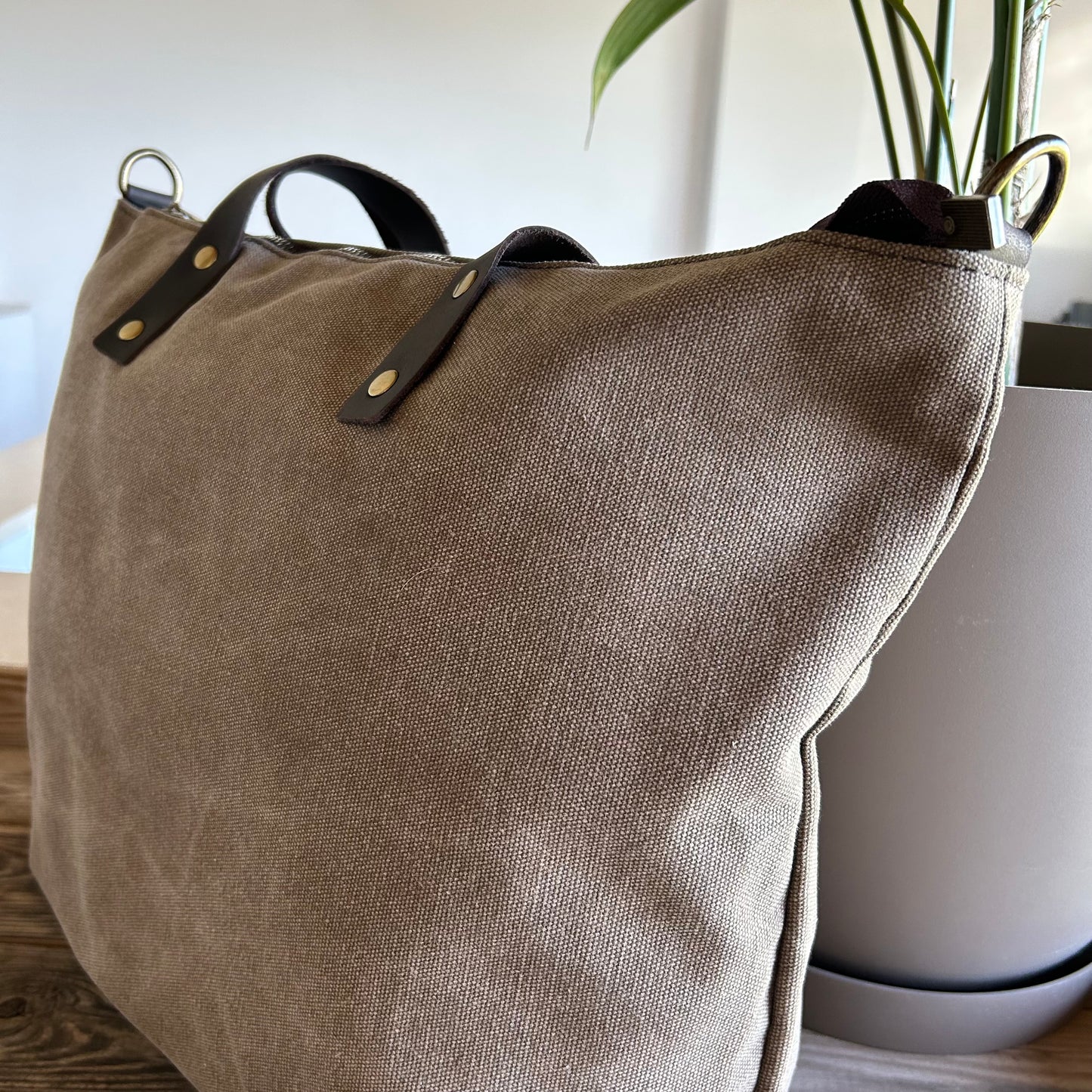 Bolso shopping de loneta taupe personalizado