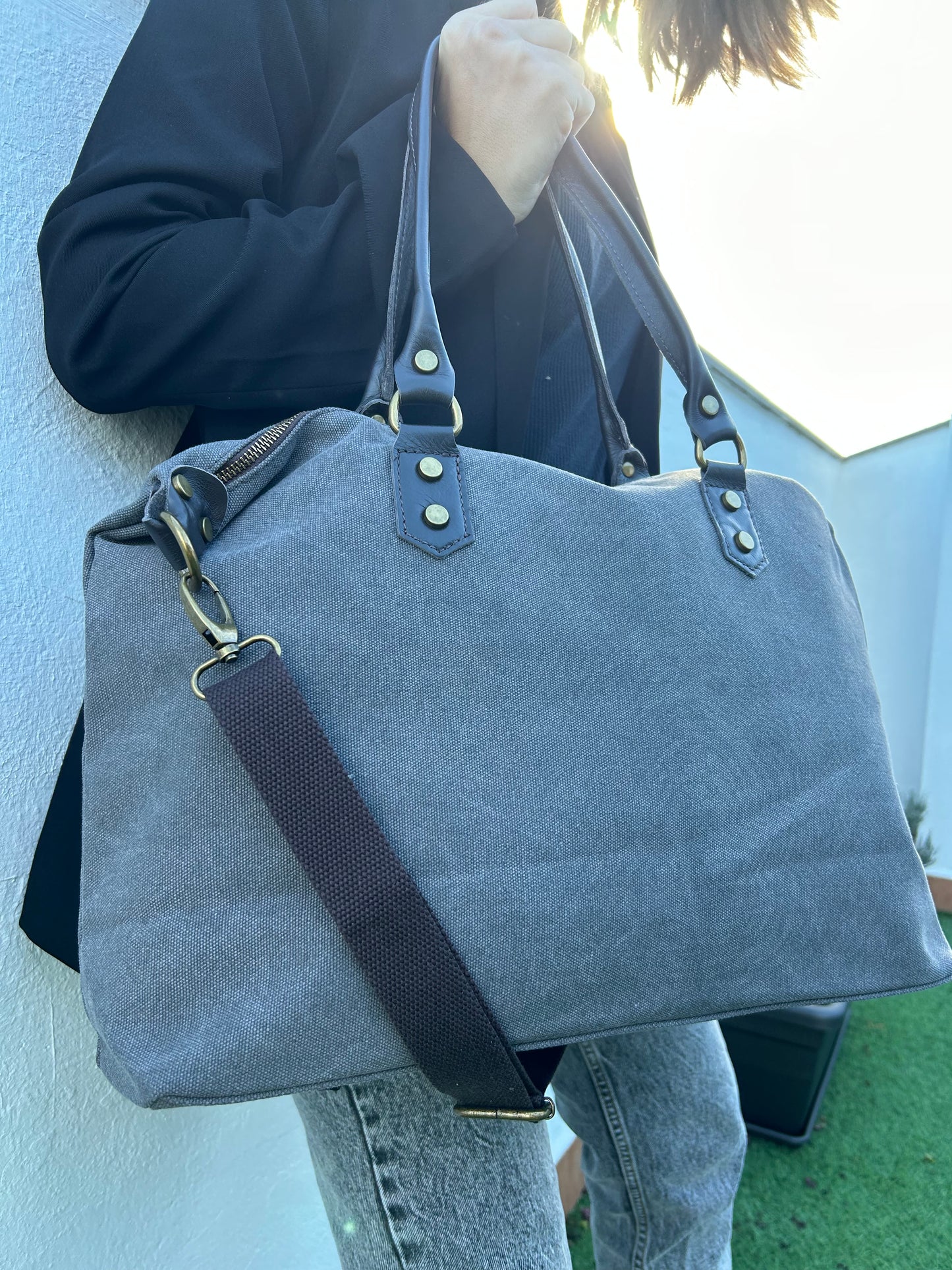 Bolso tote loneta gris personalizado