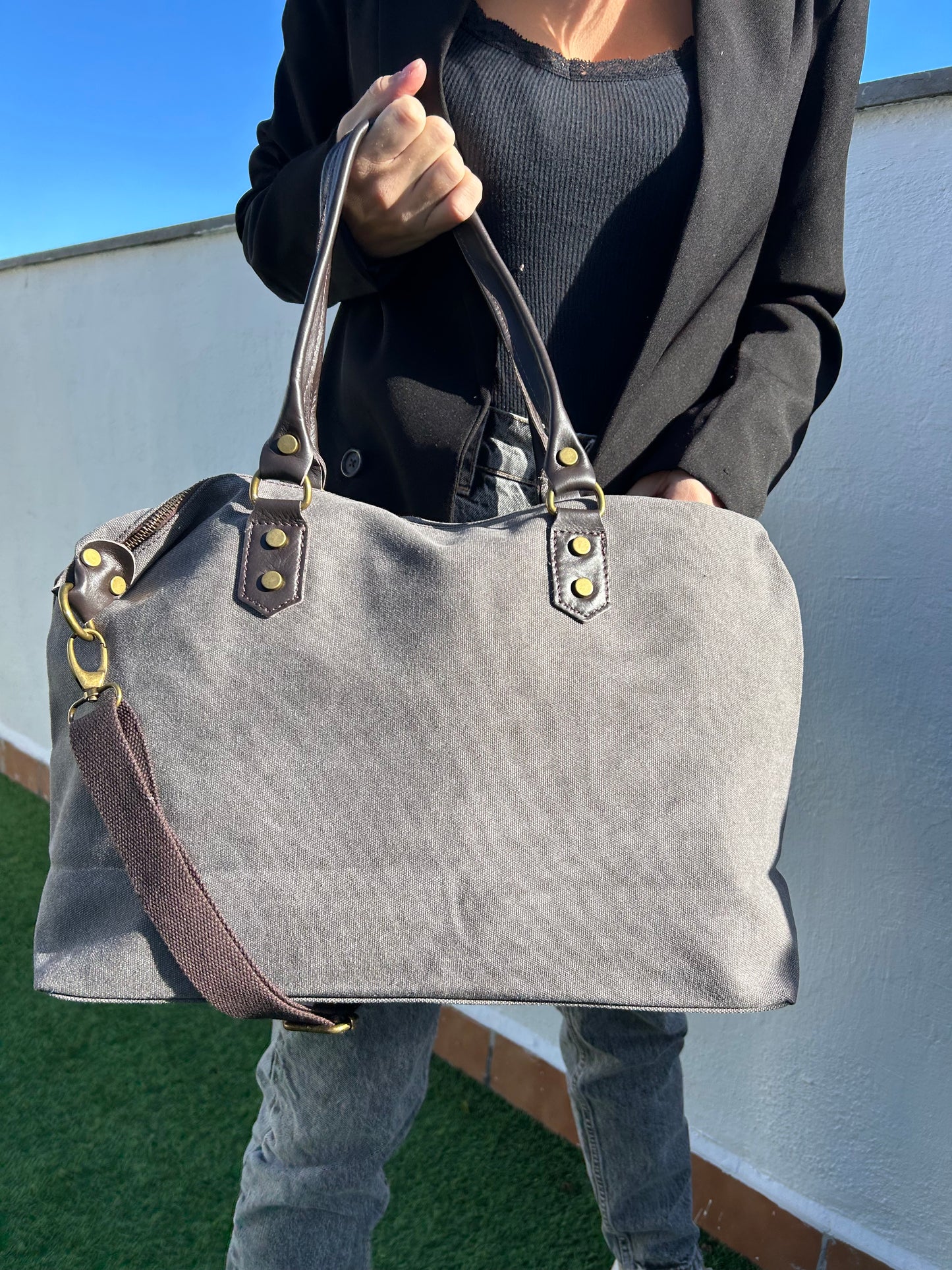 Bolso tote loneta gris personalizado